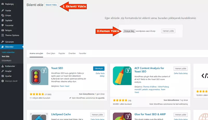 wordpress eklenti kurulumu
