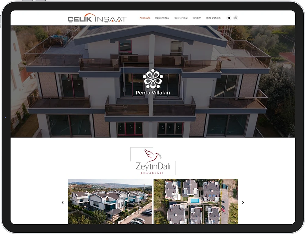 çelik inşaat web tasarım çalışması