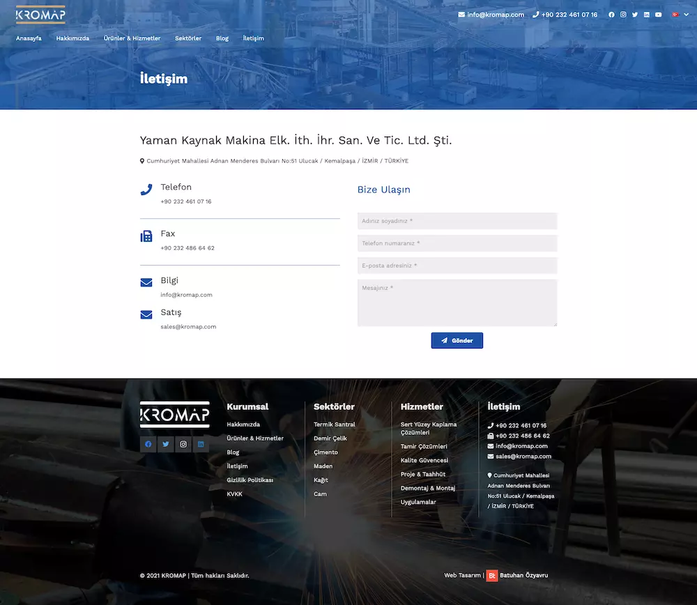 yaman kaynak kromap web tasarım çalışması