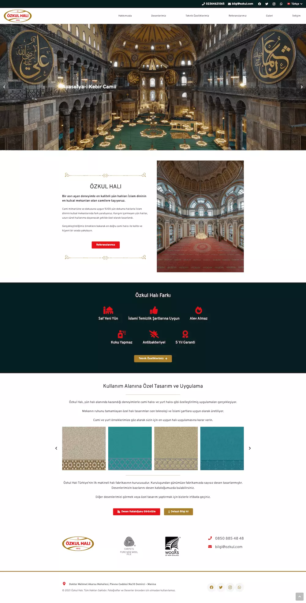 özkul cami halısı web tasarım çalışması