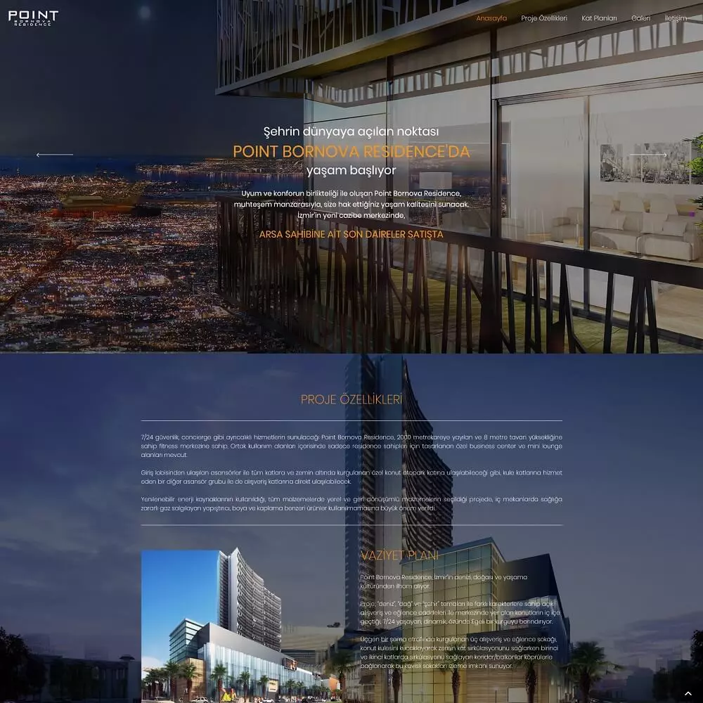 point bornova residence web tasarım çalışması