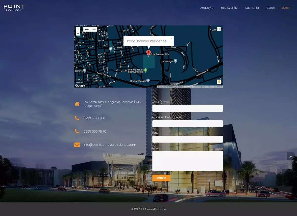 point bornova residence web tasarım çalışması