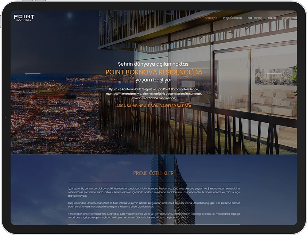point bornova residence web tasarım çalışması