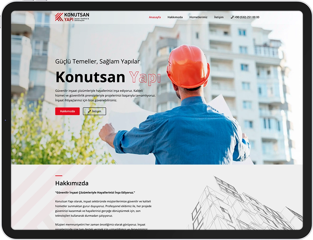 konutsan yapı kurumsal web tasarım çalışması