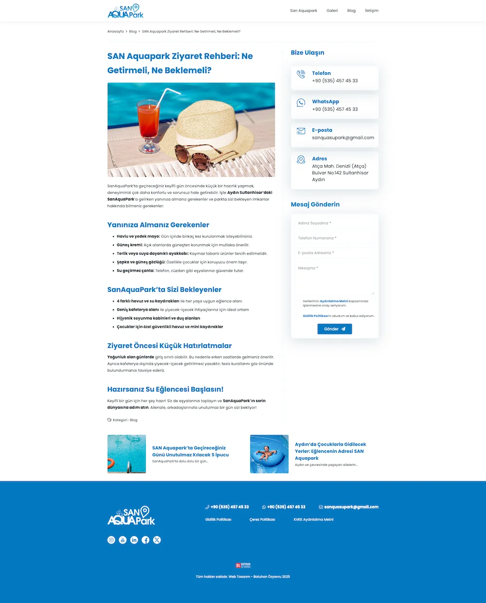 san aquapark kurumsal web tasarım çalışması