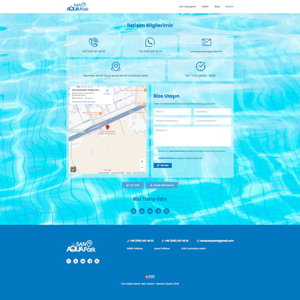 san aquapark kurumsal web tasarım çalışması